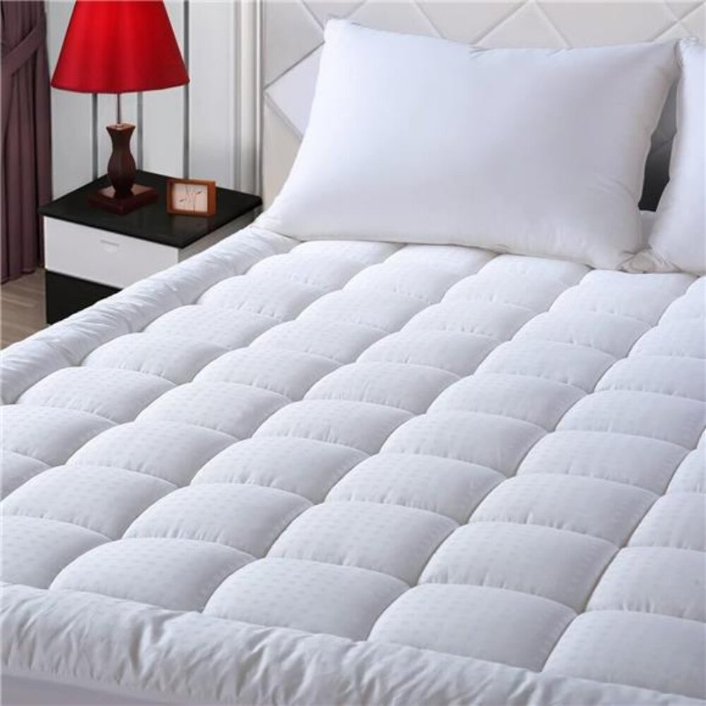 Queen Size Mattress Pad Pillow Top Mattress Cover Quilted Fitted